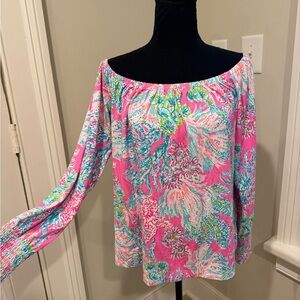 Lilly Pulitzer Pink Floral Off-Shoulder Blouse